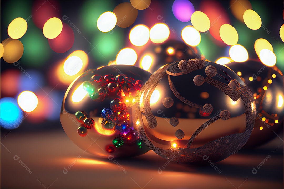 Bola feliz natal 3d render bokeh de fundo