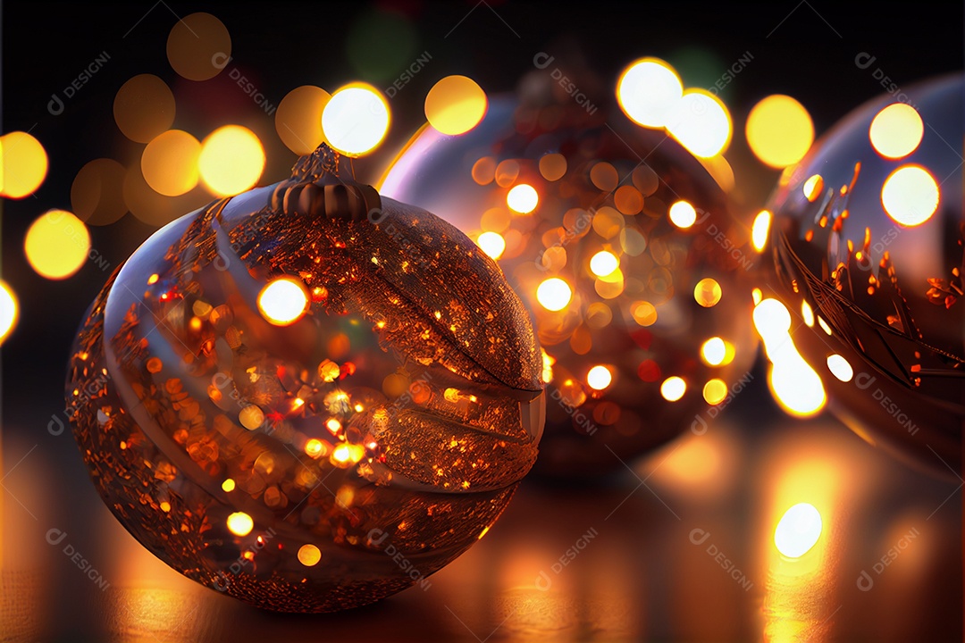 Bola feliz natal 3d render bokeh de fundo