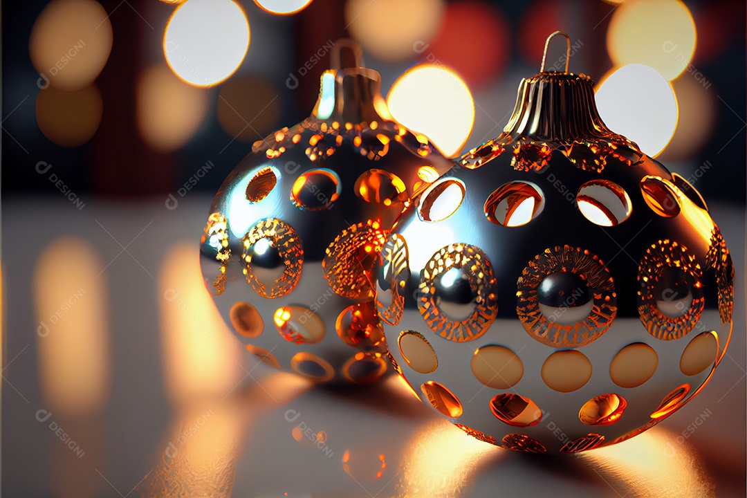 Bola feliz natal 3d render bokeh de fundo