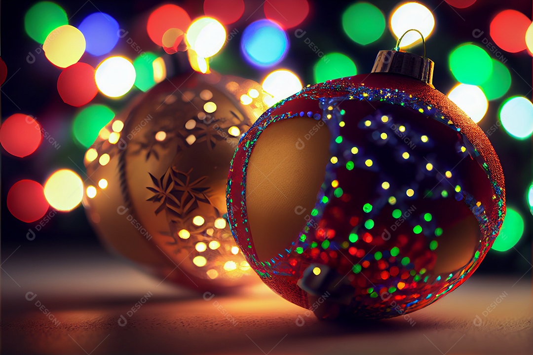 Bola feliz natal 3d render bokeh de fundo