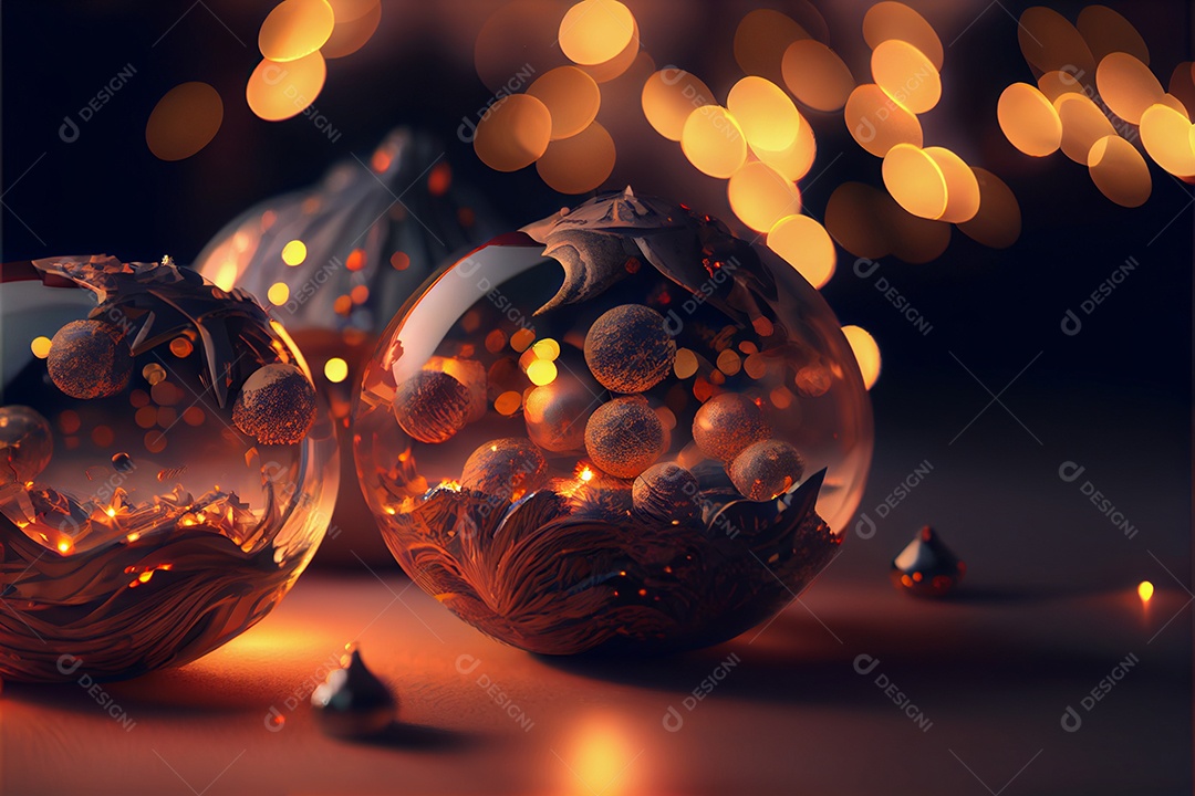 Bola feliz natal 3d render bokeh de fundo