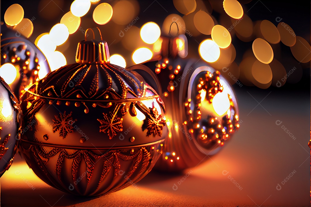 Bola feliz natal 3d render bokeh de fundo