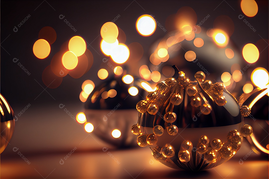 Bola feliz natal 3d render bokeh de fundo