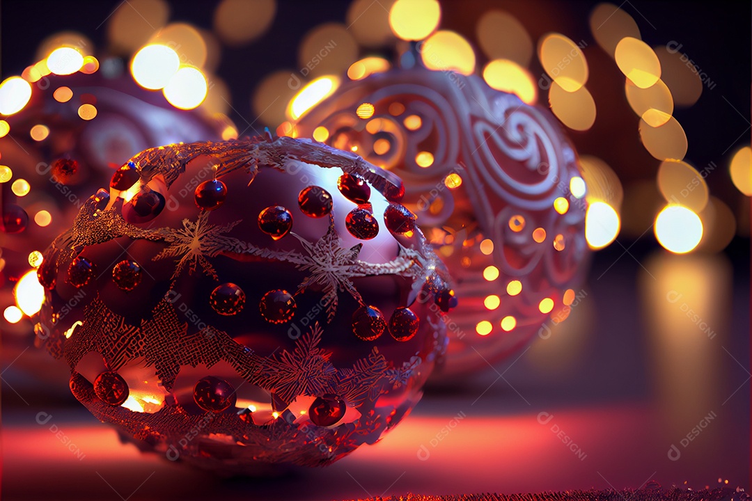Bola feliz natal 3d render bokeh de fundo