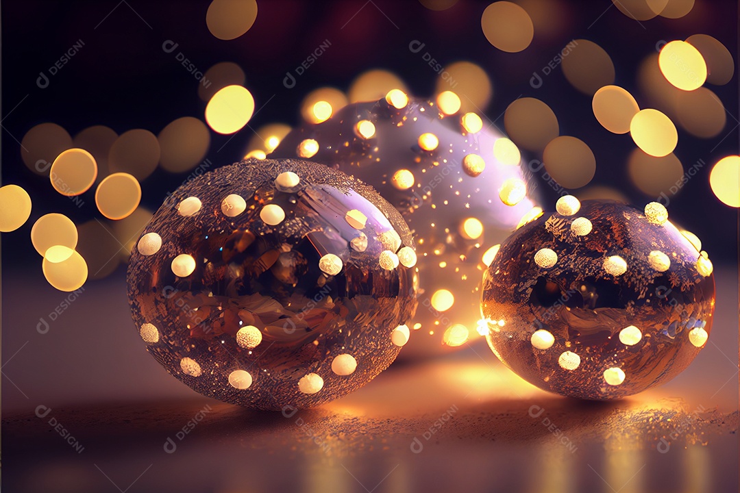 Bola feliz natal 3d render bokeh de fundo