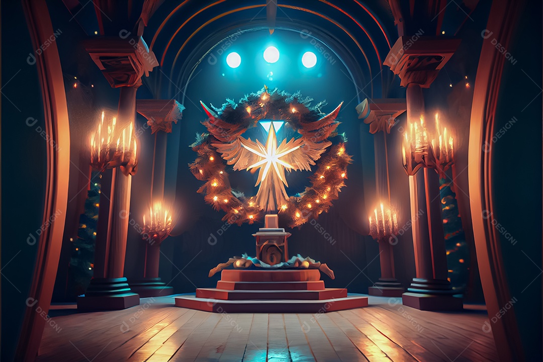 Conceito de Natal adoração e louvor a Deus 3D renderização