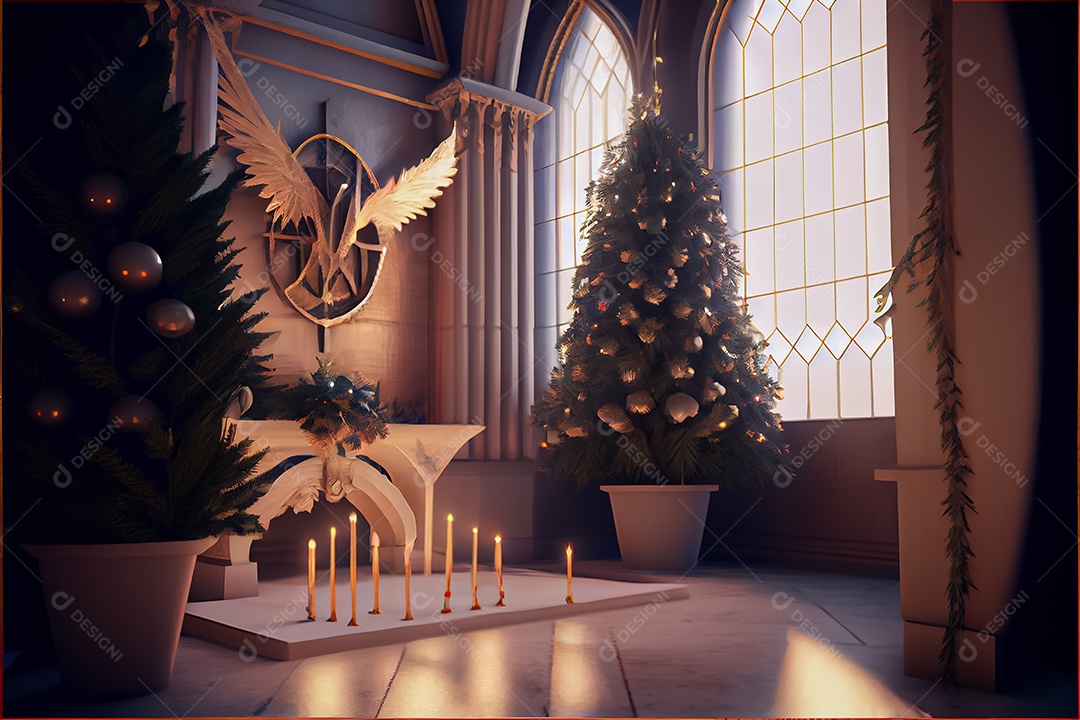 Conceito de Natal adoração e louvor a Deus 3D renderização