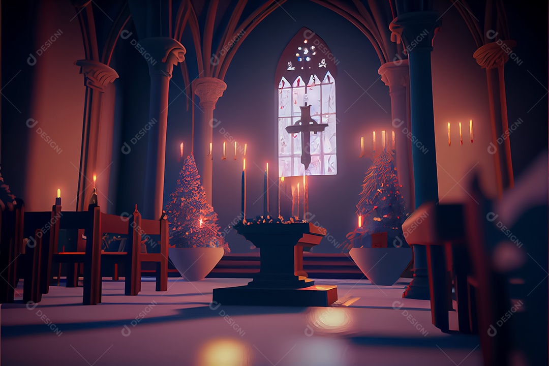 Conceito de Natal adoração e louvor a Deus 3D renderização