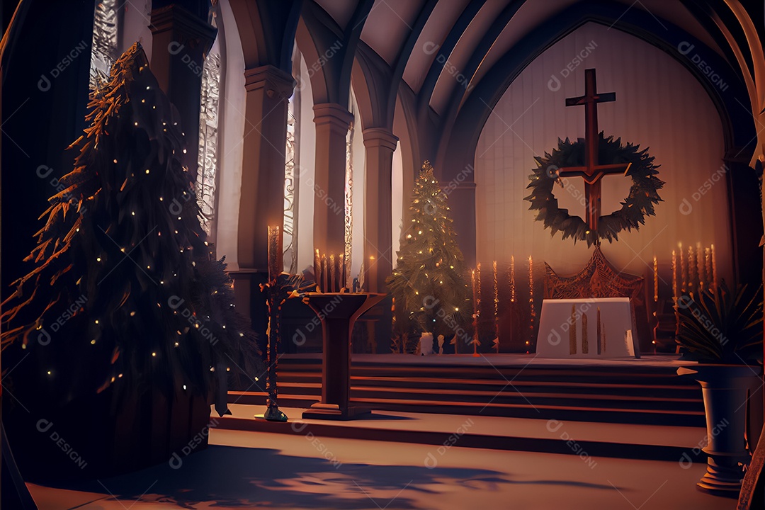 Conceito de Natal adoração e louvor a Deus 3D renderização