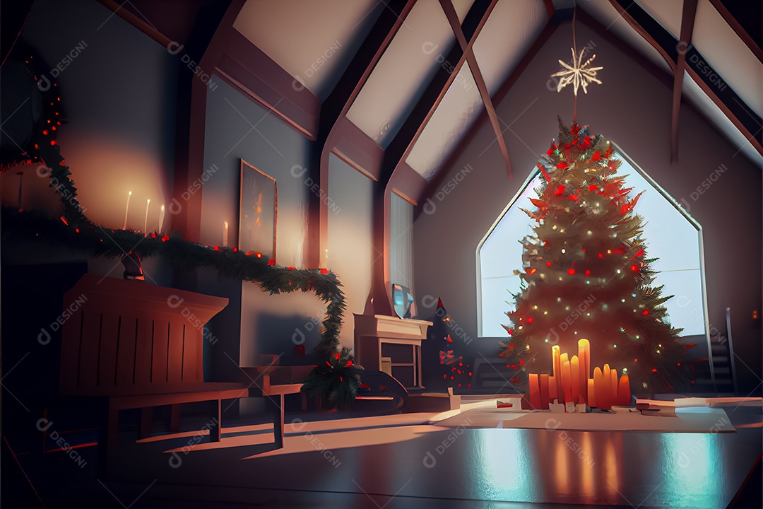 Conceito de Natal adoração e louvor a Deus 3D renderização