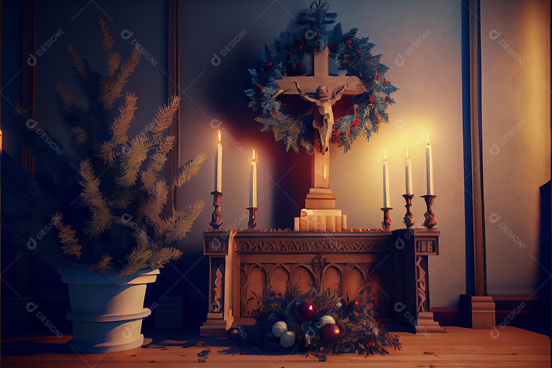 Conceito de Natal adoração e louvor a Deus 3D renderização