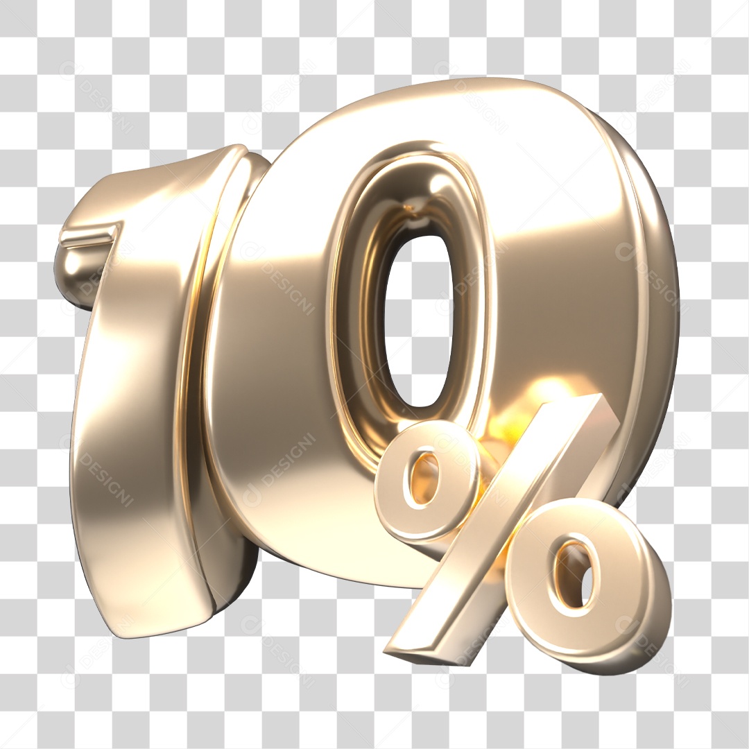 3D Number 10% Percent Golden Element For Typesetting PNG Transparent