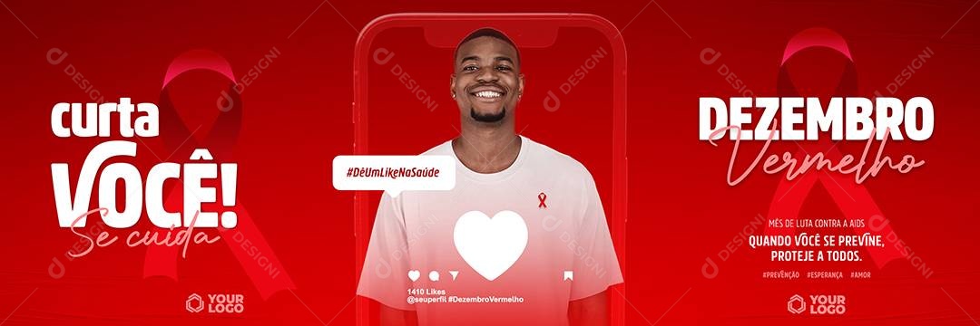 Social Media Banner Dezembro Vermelho Mês de Luta Contra a AIDS PSD Editável