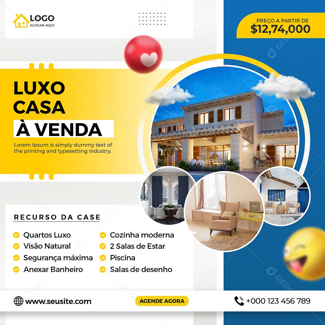 Casa de Luxo à Venda Venha Conferir Social Media PSD Editável