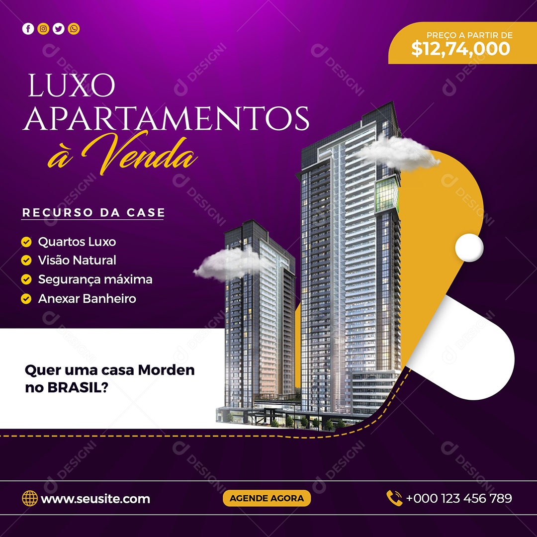 Apartamentos de Luxo à Venda Social Media PSD Editável