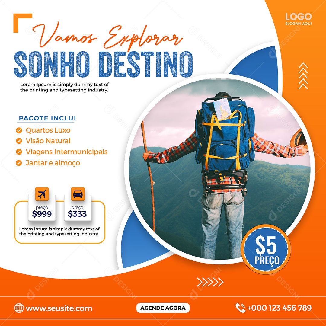 Vamos Explorar Seu Destino Dos Sonhos Social Media PSD Editável