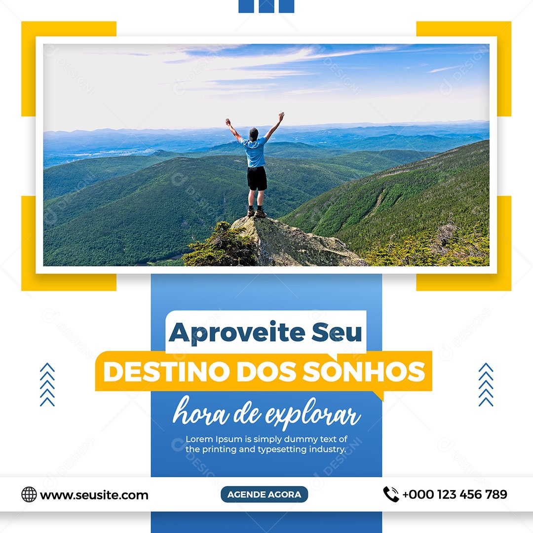 Aproveite Seu Destino Dos Sonhos Hora de Explorar Social Media PSD Editável