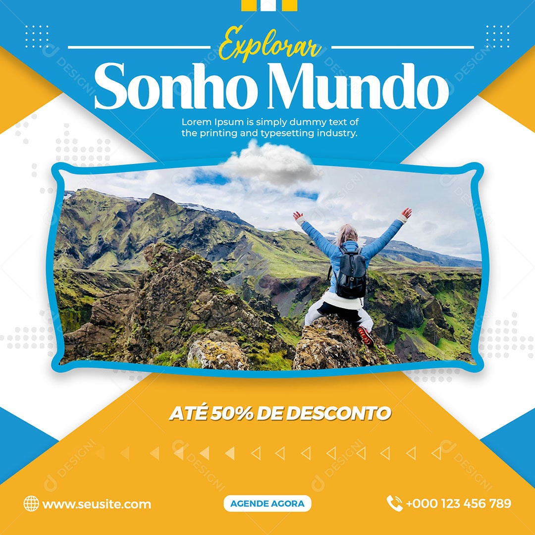 Explorar o Mundo Até 50% de Desconto Social Media PSD Editável