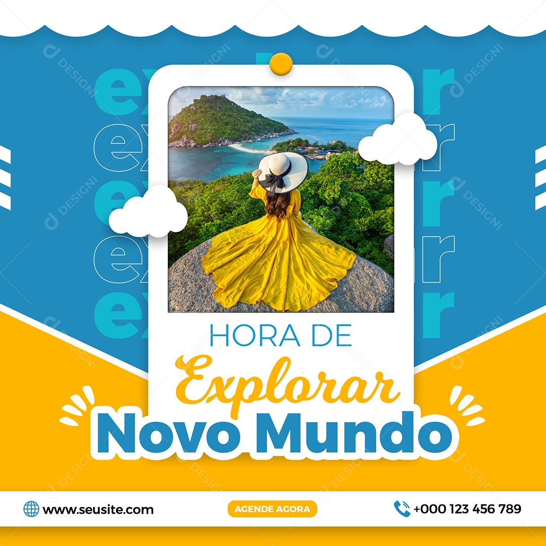 Hora de Explorar Novo Mundo Social Media PSD Editável