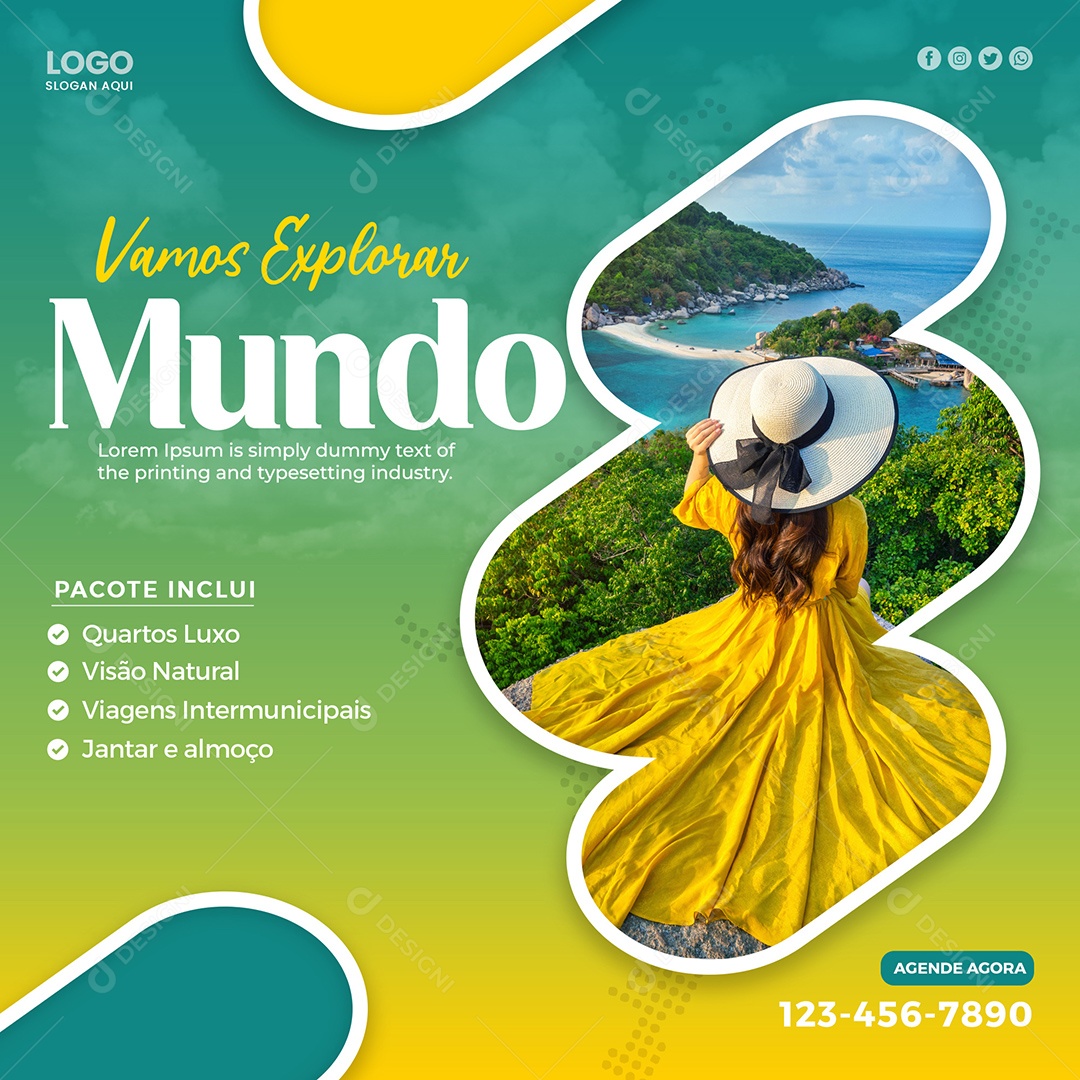 Vamos Explorar o Mundo Social Media PSD Editável