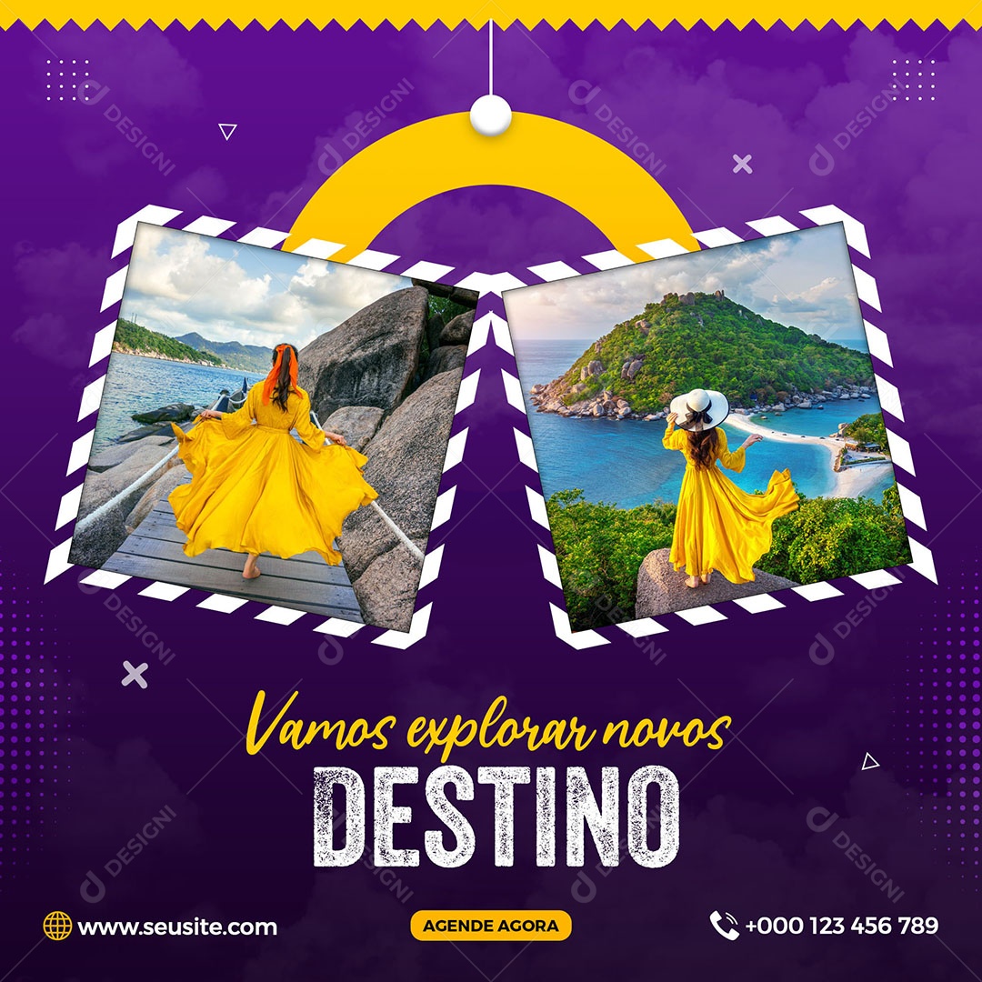 Vamos Explorar Novos Destinos Social Media PSD Editável