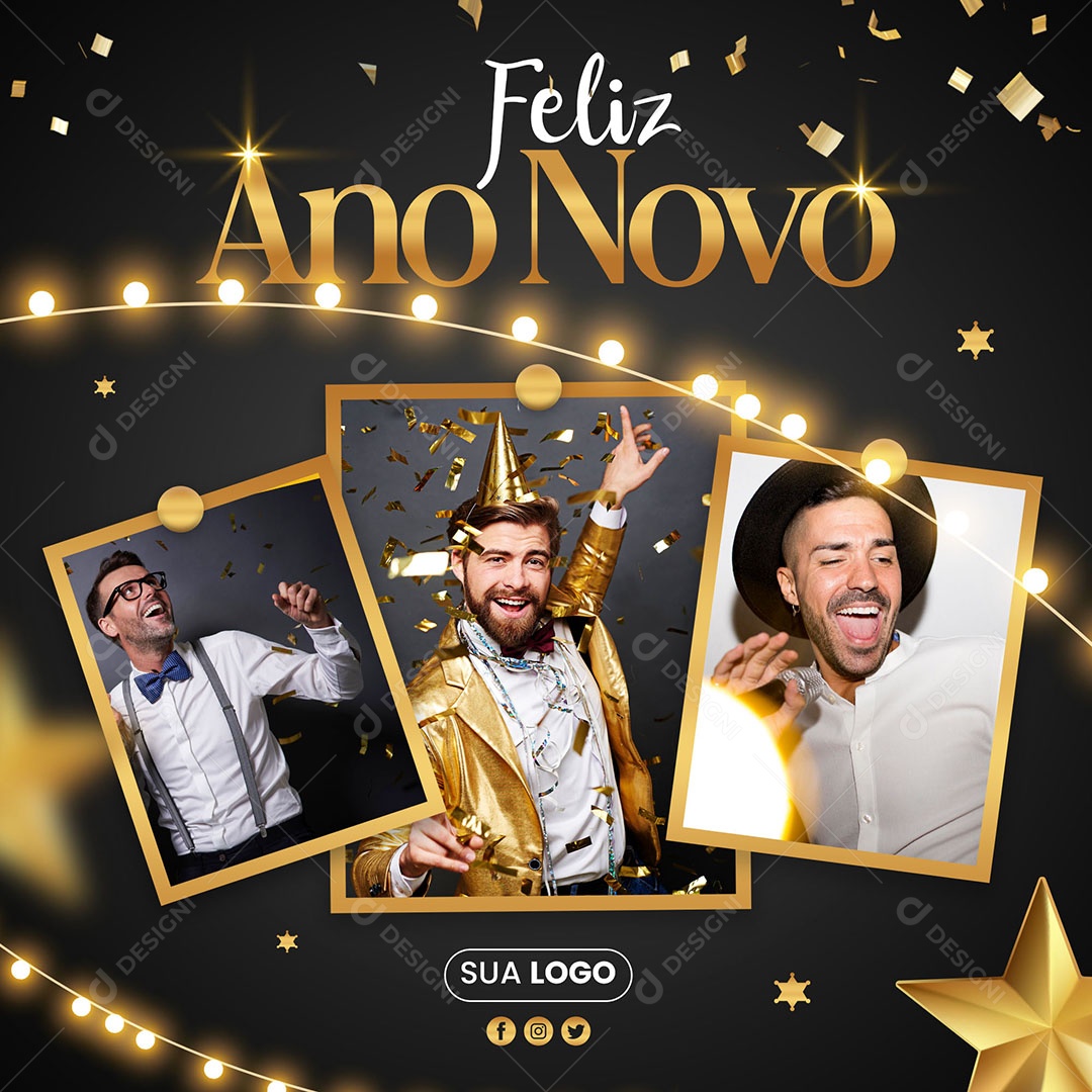 Feliz Ano Novo Social Media PSD Editável