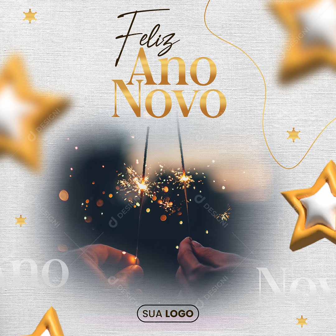 Feliz Ano Novo Social Media PSD Editável