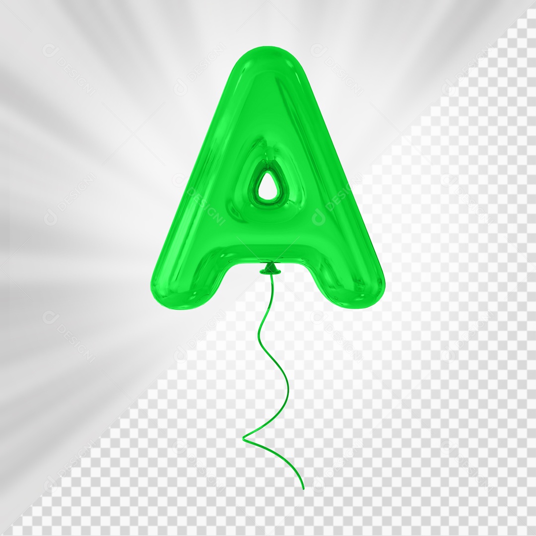 Letra A Maiúscula Balão Verde Elemento 3D Para Composição PSD