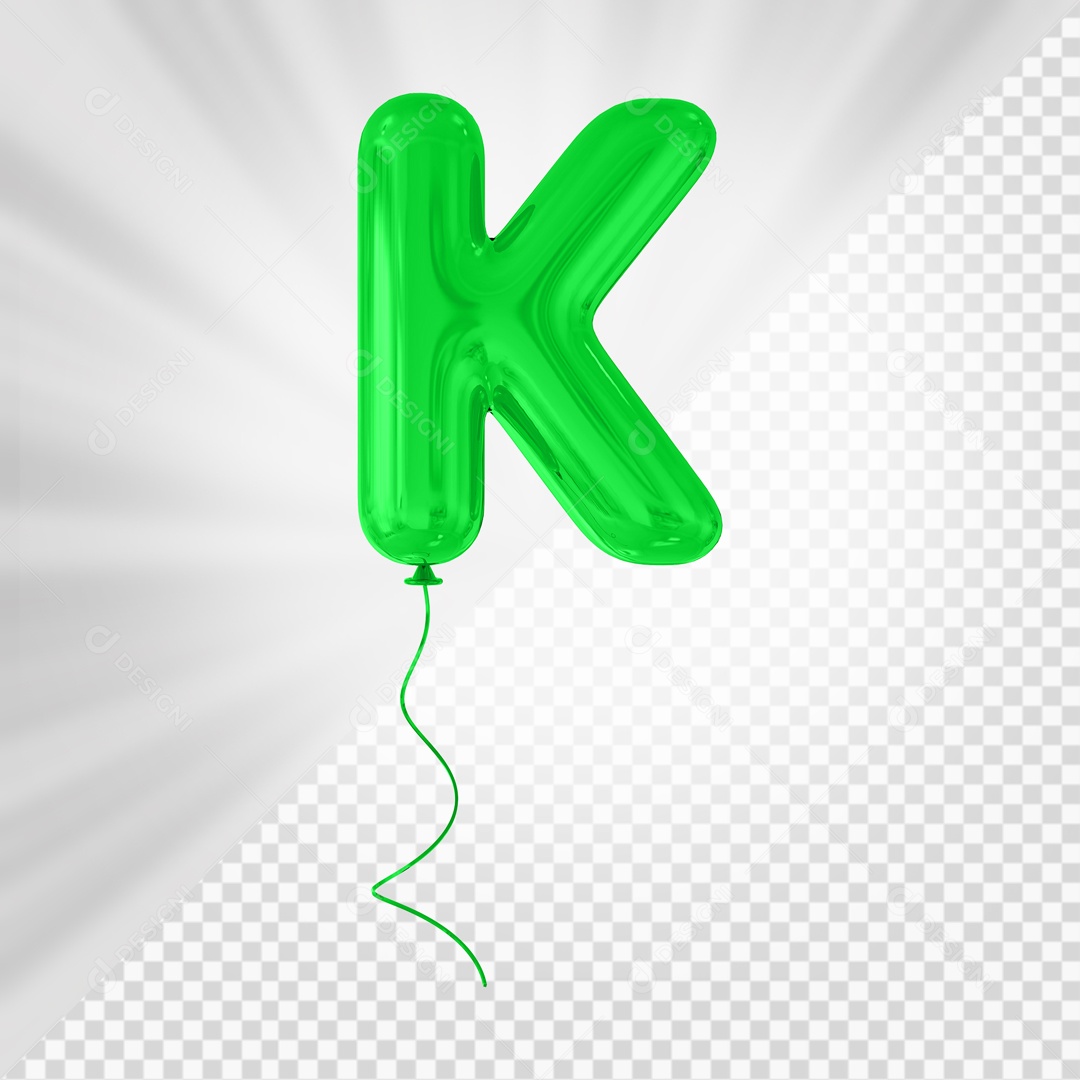 Letra K Maiúscula Balão Verde Elemento 3D Para Composição PSD