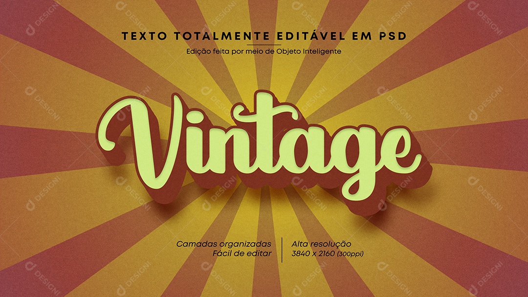 Efeito de Texto 3D Vintage PSD Editável