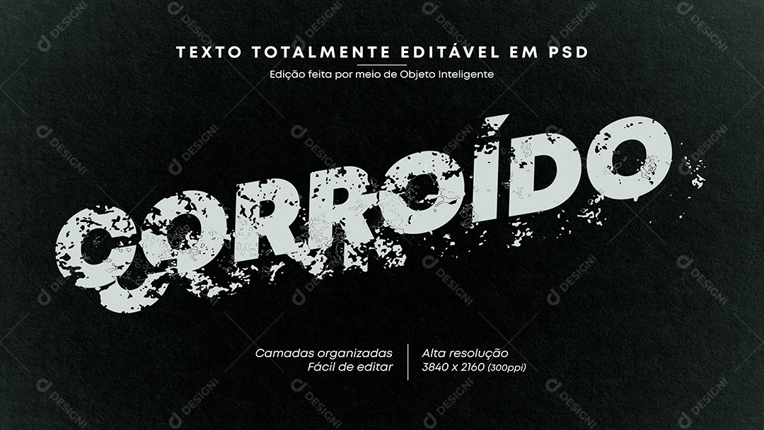 Efeito de Texto 3D Corroído PSD Editável
