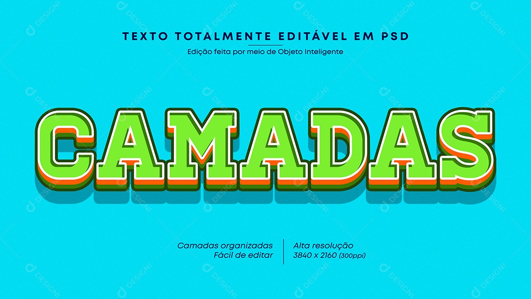 Efeito de Texto 3D Camadas PSD Editável