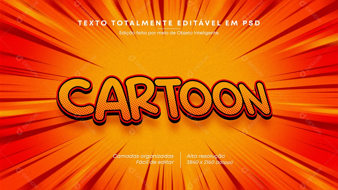Efeito de Texto 3D Cartoon PSD Editável