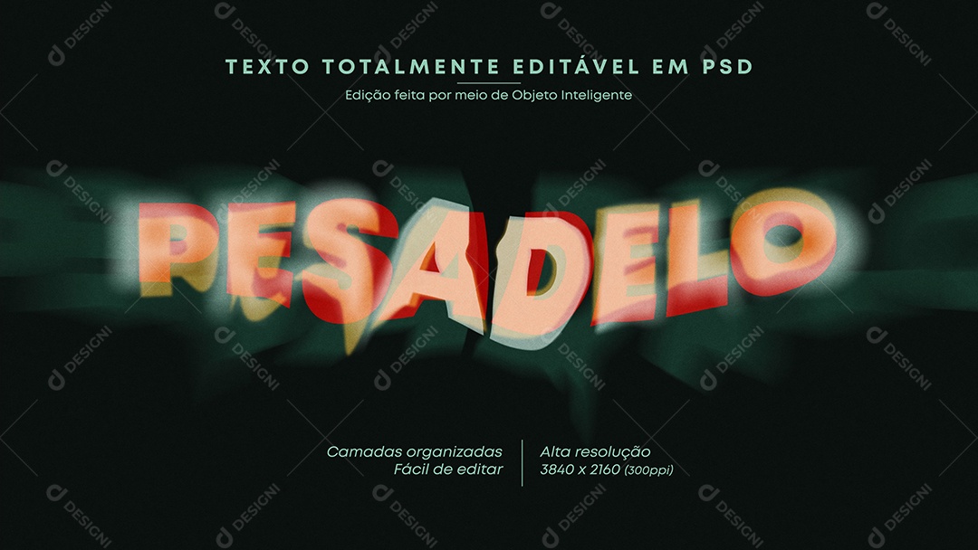 Efeito de Texto Pesadelo PSD Editável
