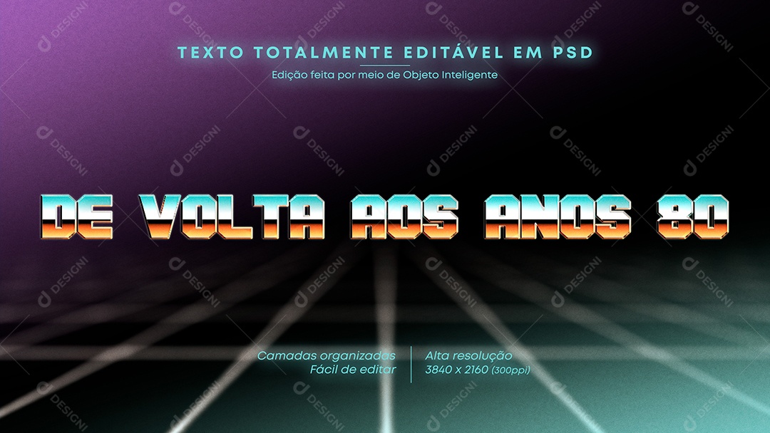 Efeito de Texto De Volta aos Anos 80 PSD Editável