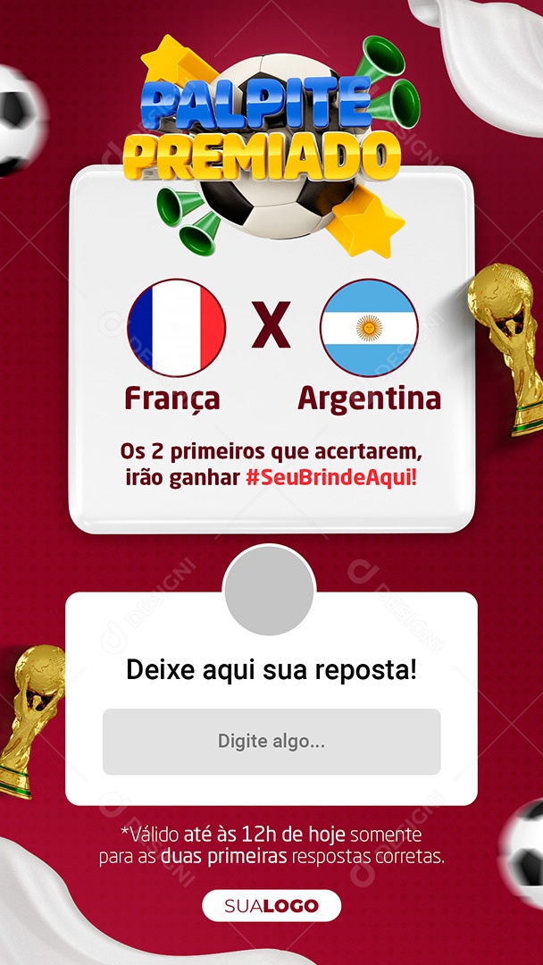 Post Stories Palpite Premiado Final Copa do Mundo Social Media OSD Editável