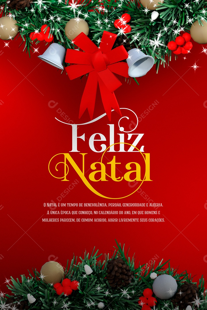 Cartão de Natal Vermelho Feliz Natal Social Media PSD Editável