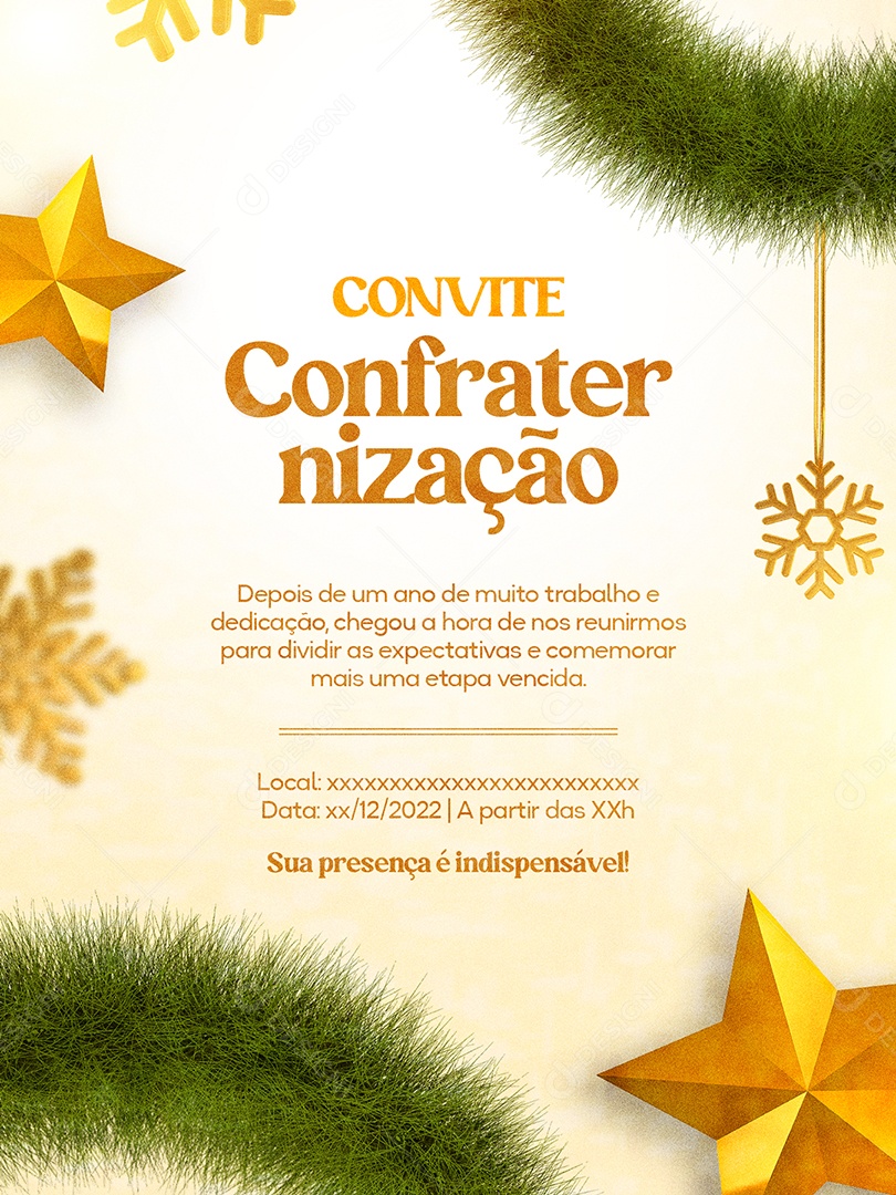 Convite Confraternização Depois de um Ano de Muito Trabalho e Dedicação Chegou a Hora de Nos Reunirmos Para Dividir as Expectativas e Comemorar Mais Uma Etapa Vencida Social Media PSD Editável