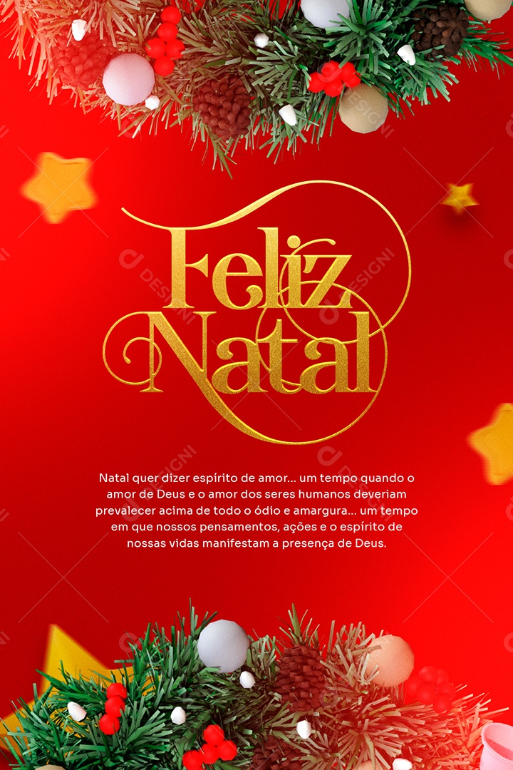 Cartão de Natal Vermelho Feliz Natal Social Media PSD Editável