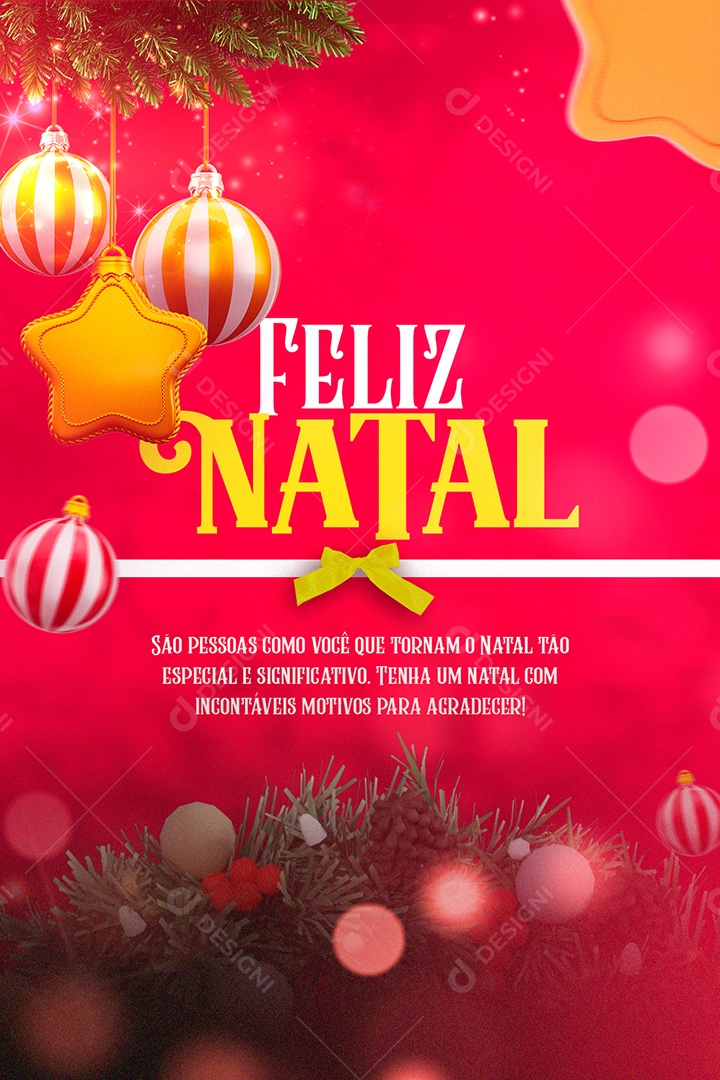 Cartão de Natal Vermelho Feliz Natal Social Media PSD Editável