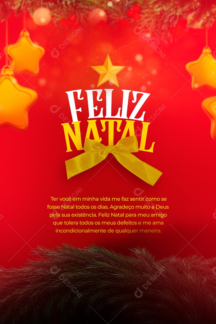 Cartão de Natal Vermelho Feliz Natal Social Media PSD Editável