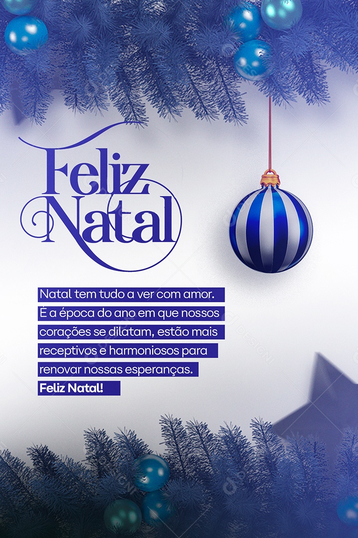 Cartão de Natal Azul Feliz Natal Social Media PSD Editável