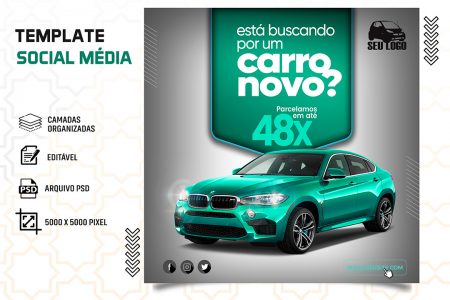 Post Concessionária Carro Novo Social Media PSD Editável