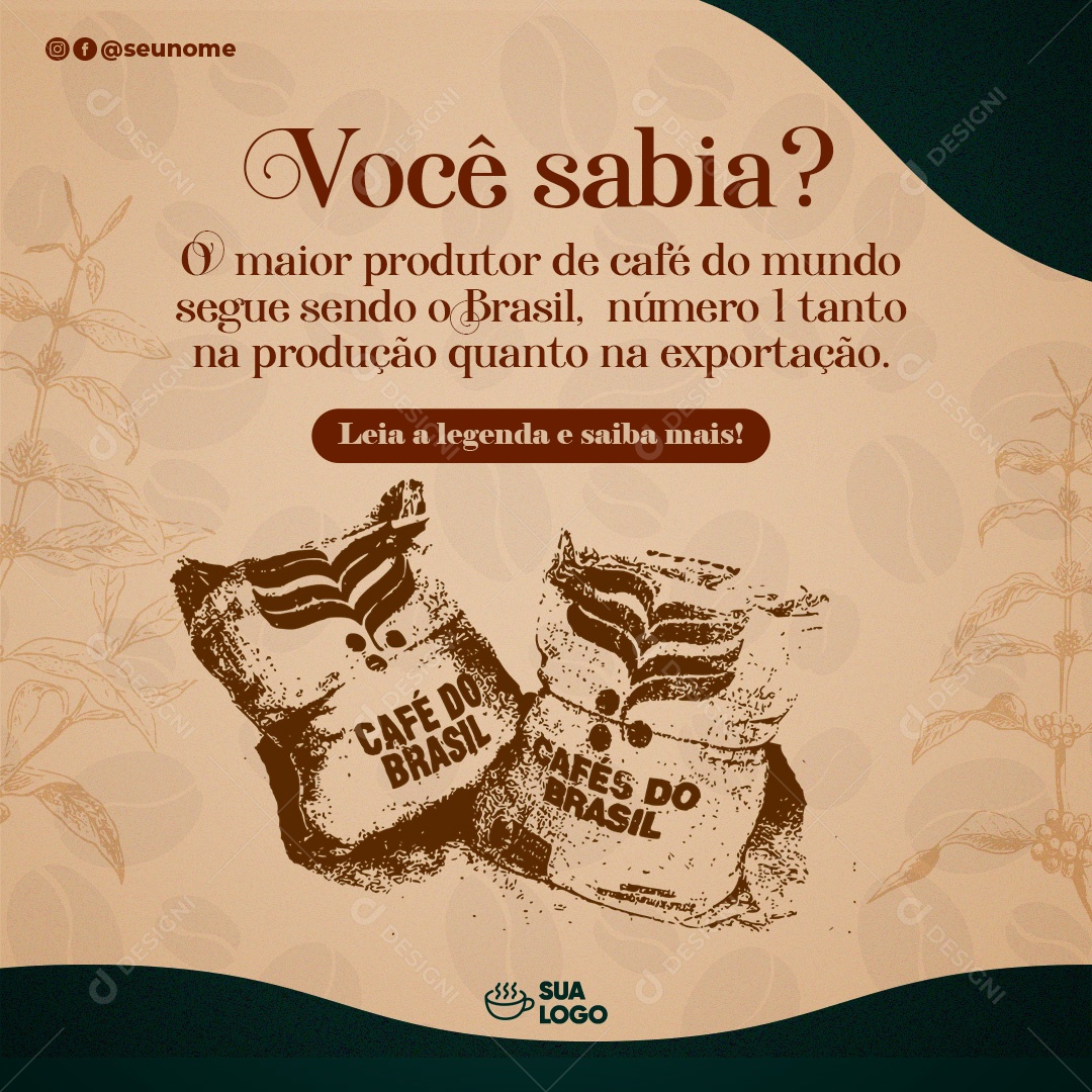 Post Cafeteria Você Sabia Social Media PSD Editável