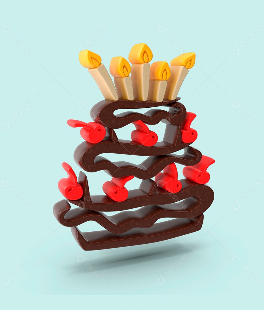 Elemento 3D Para Composição Bolo de Aniversário PSD