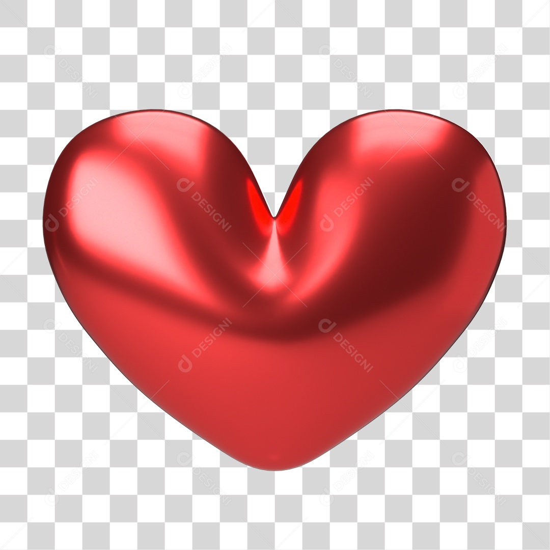 Elemento 3D Para Composição Coração Vermelho PNG Transparente