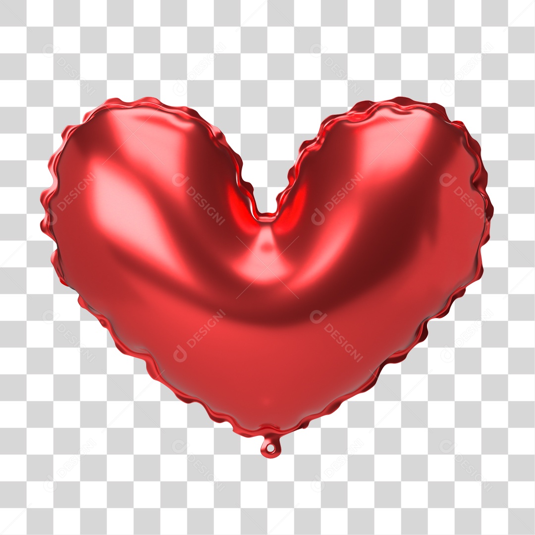 Elemento 3D Para Composição Balão de Coração Vermelho PNG Transparente