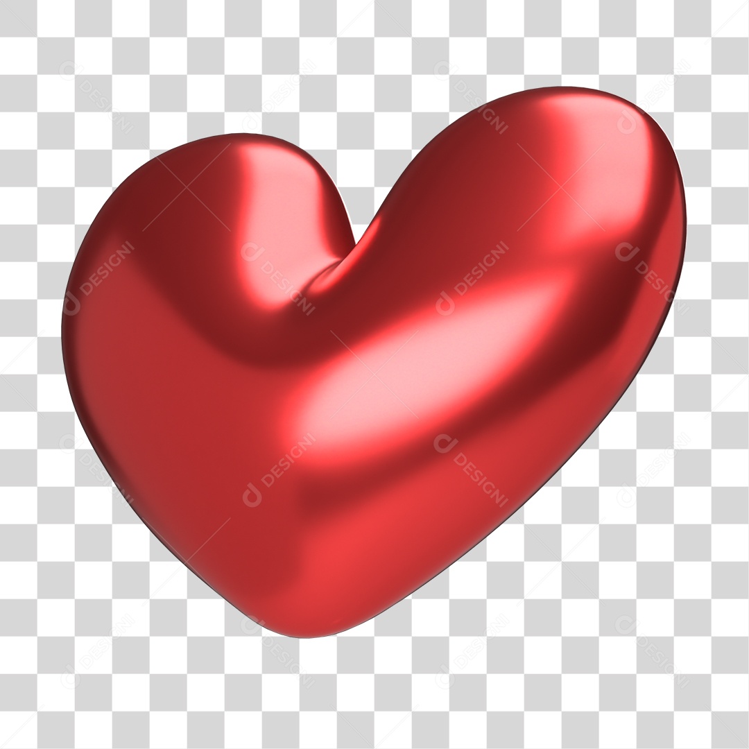 Elemento 3D Para Composição Coração Vermelho PNG Transparente