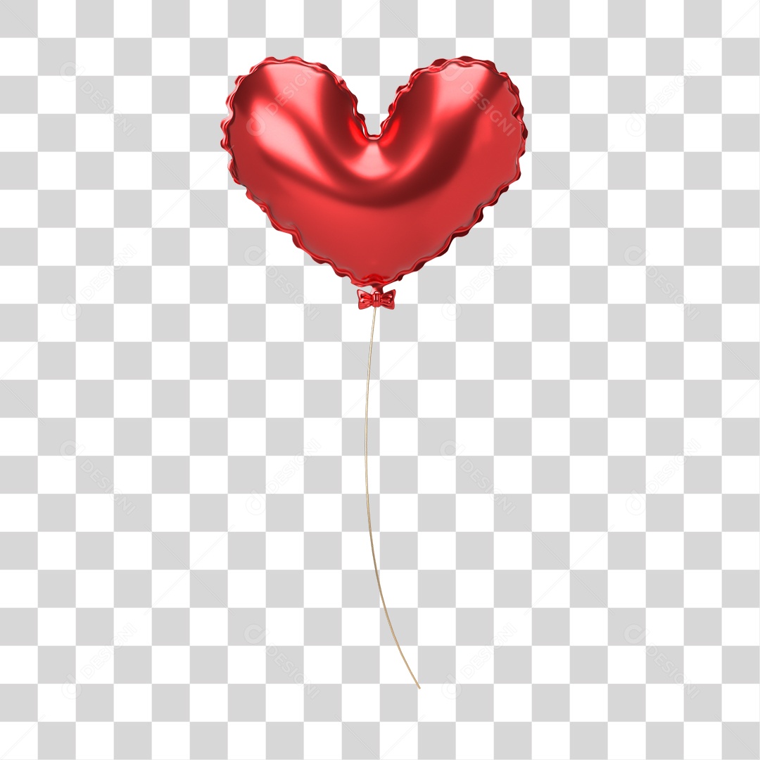 Elemento 3D Para Composição Balão de Coração Vermelho PNG Transparente