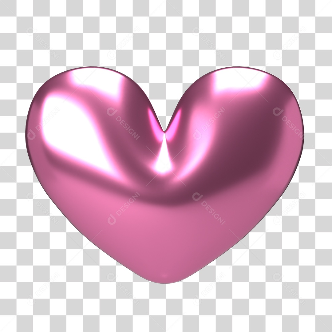 Elemento 3D Para Composição Coração Rosa PNG Transparente